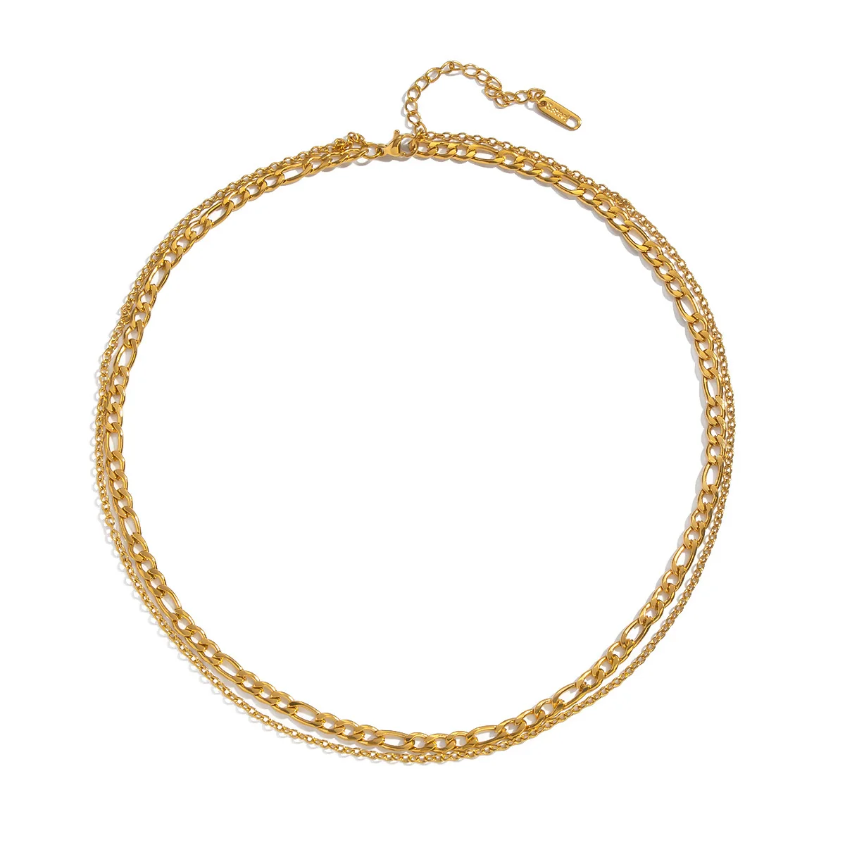 Wholesale Women's Hiphop Punk Casual Doublelayer Geometric Chain Necklace Stainless Steel 18K Real Gold Plated By Pvd Furnace Vacuum - Image 5