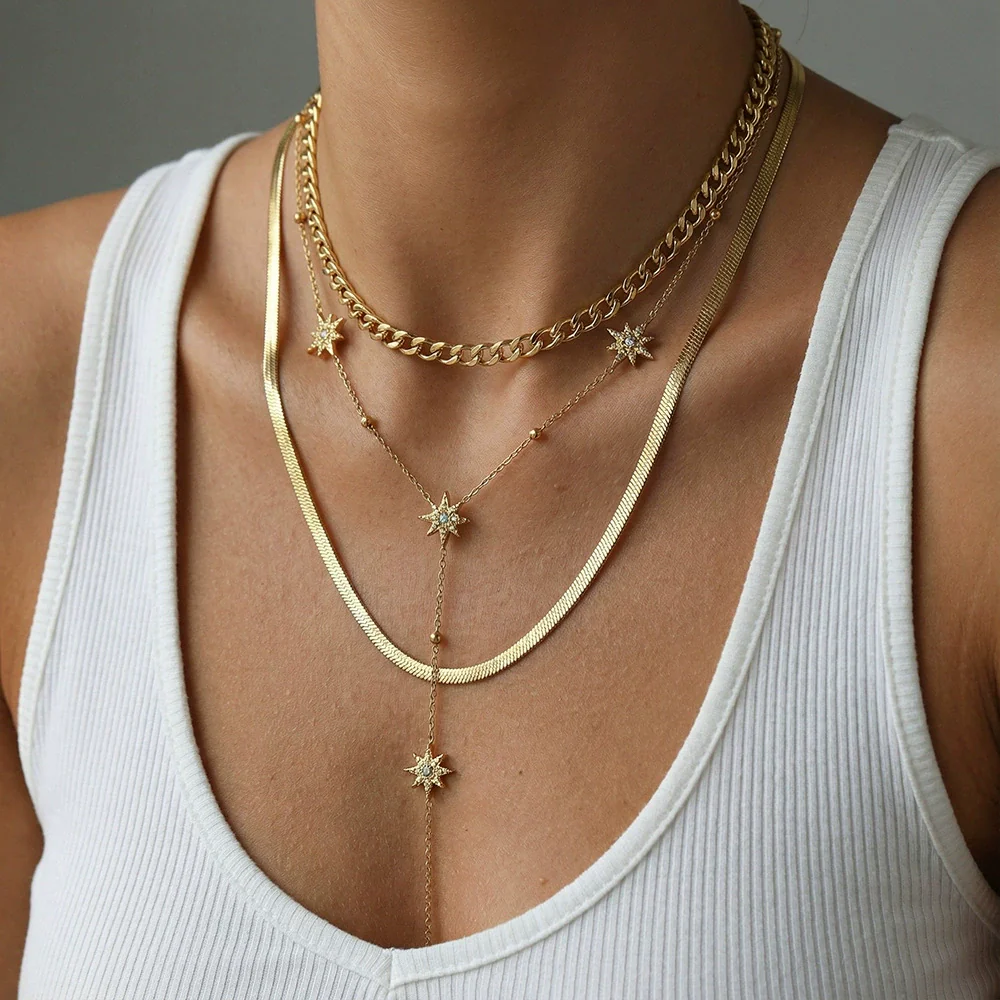 Wholesale Women's Ins Style Electroplated Stainless Steel Cross Yshaped Chain Pendant Necklace
