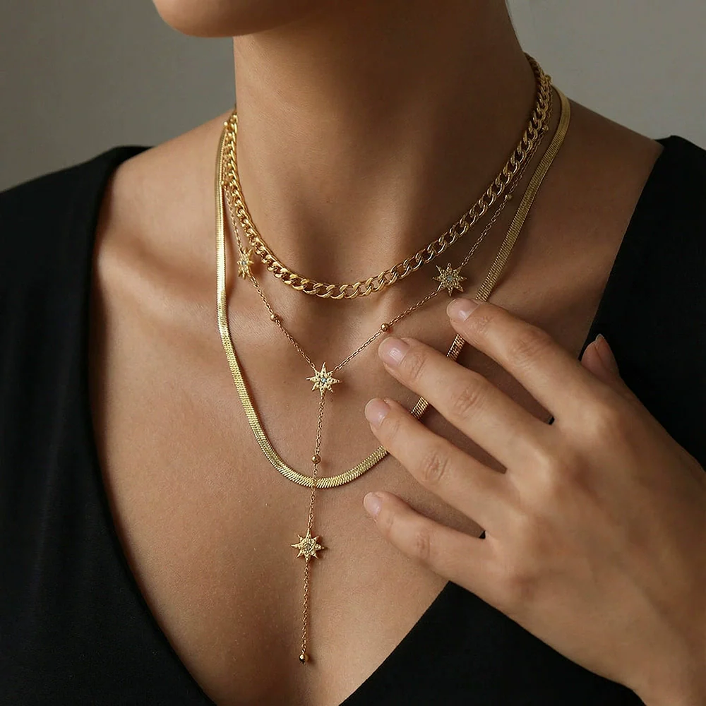 Wholesale Women's Ins Style Electroplated Stainless Steel Cross Yshaped Chain Pendant Necklace - Image 2