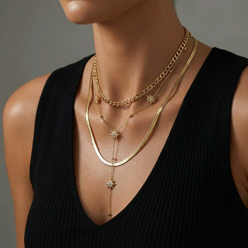 Wholesale Women's Ins Style Electroplated Stainless Steel Cross Yshaped Chain Pendant Necklace - Image 4