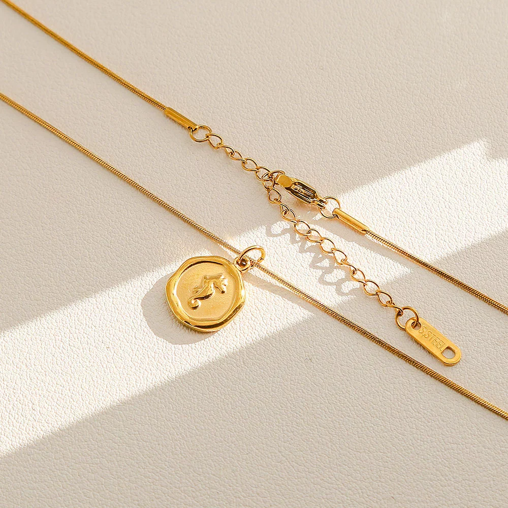 Wholesale Women's Ins Style Electroplated Stainless Steel Letter Round Pendant Necklace With Snake Bone Chain - Image 10