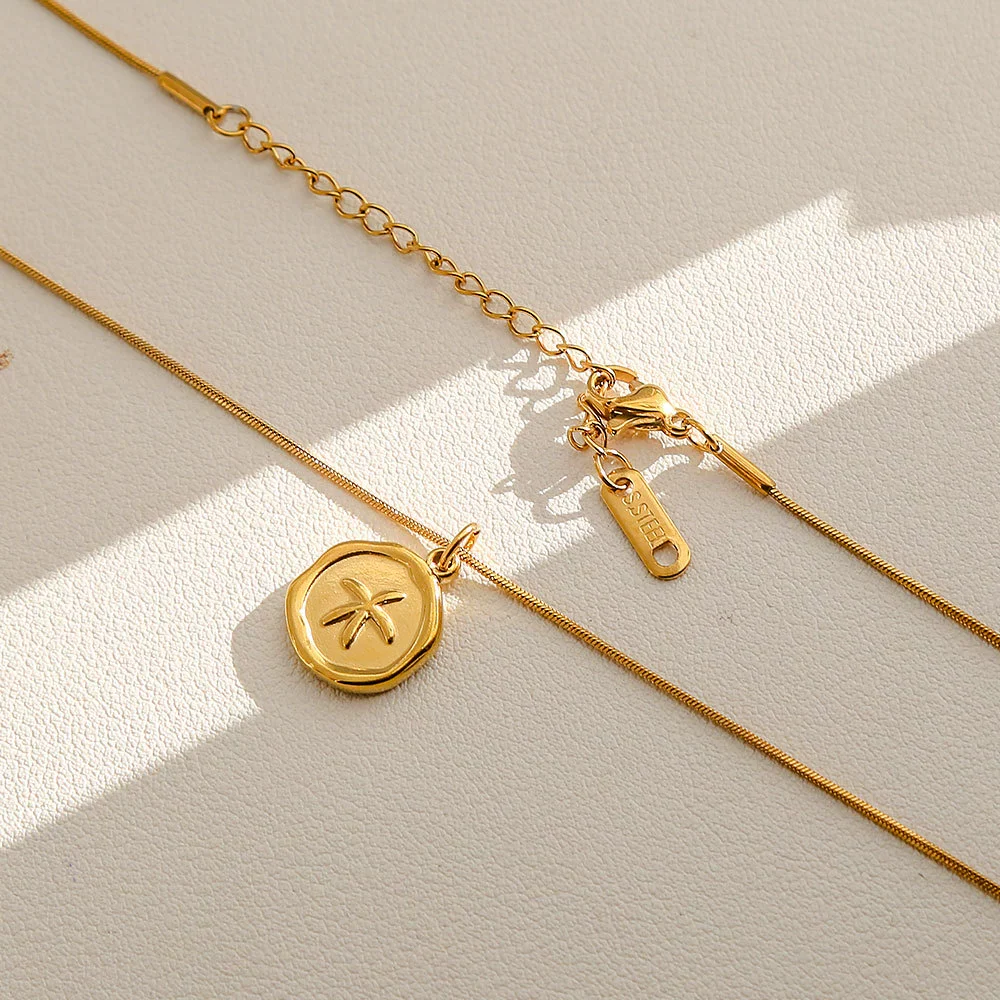 Wholesale Women's Ins Style Electroplated Stainless Steel Letter Round Pendant Necklace With Snake Bone Chain - Image 20