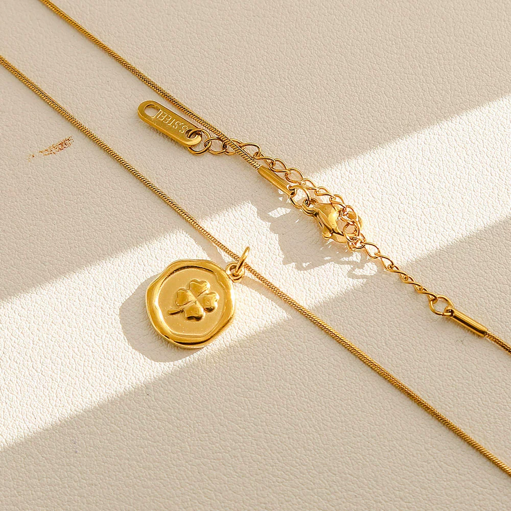 Wholesale Women's Ins Style Electroplated Stainless Steel Letter Round Pendant Necklace With Snake Bone Chain - Image 7
