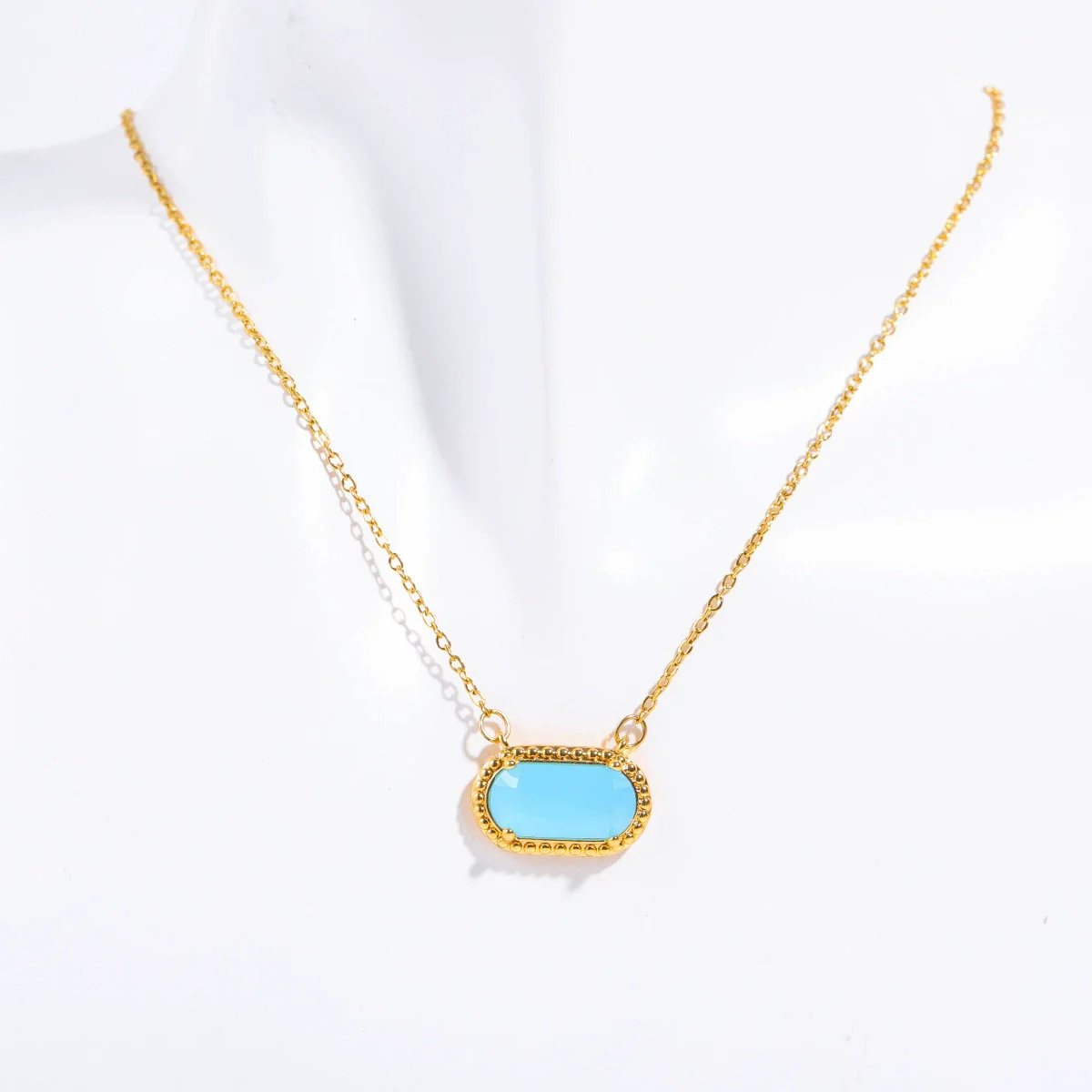 Wholesale Women's Ins Style Geometric Copper Natural Stone Inlaid Necklace Pendant And Bracelet With 18K Gold Electroplating - Image 6
