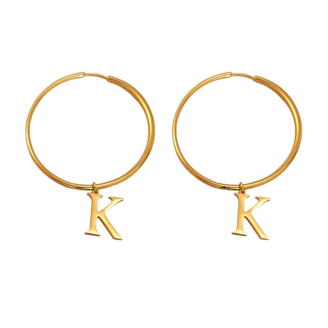 Wholesale Women's Ins Style Geometric English Letter Stainless Steel Water Plated Earrings - Image 5