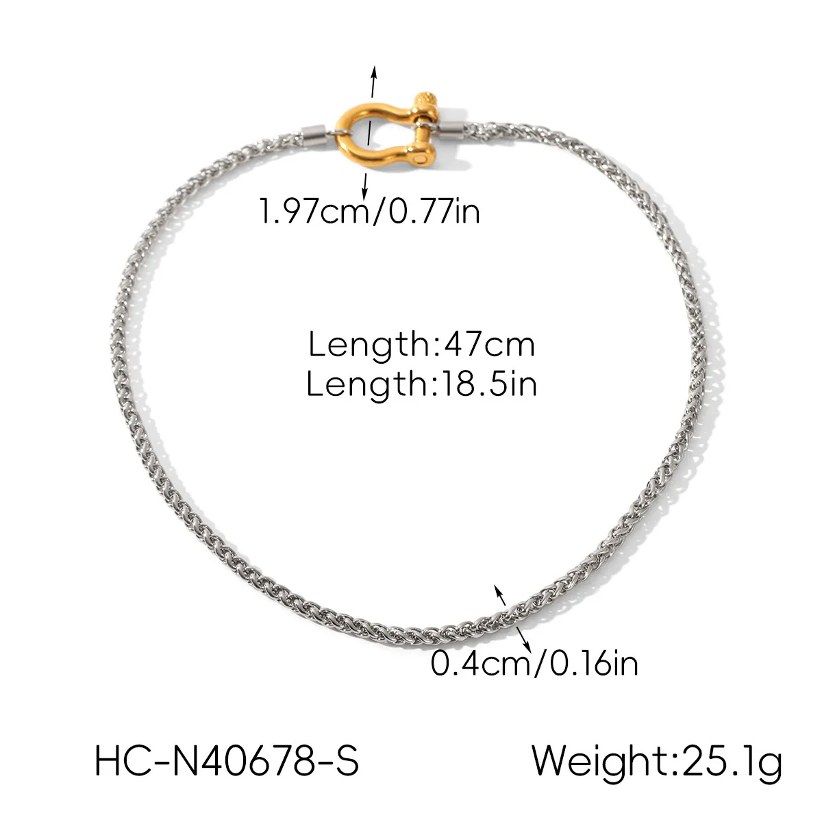 Wholesale Women's Ins Style Geometric Gold Plated Stainless Steel Carabiner Pendant Thick Chain Necklace - Image 7