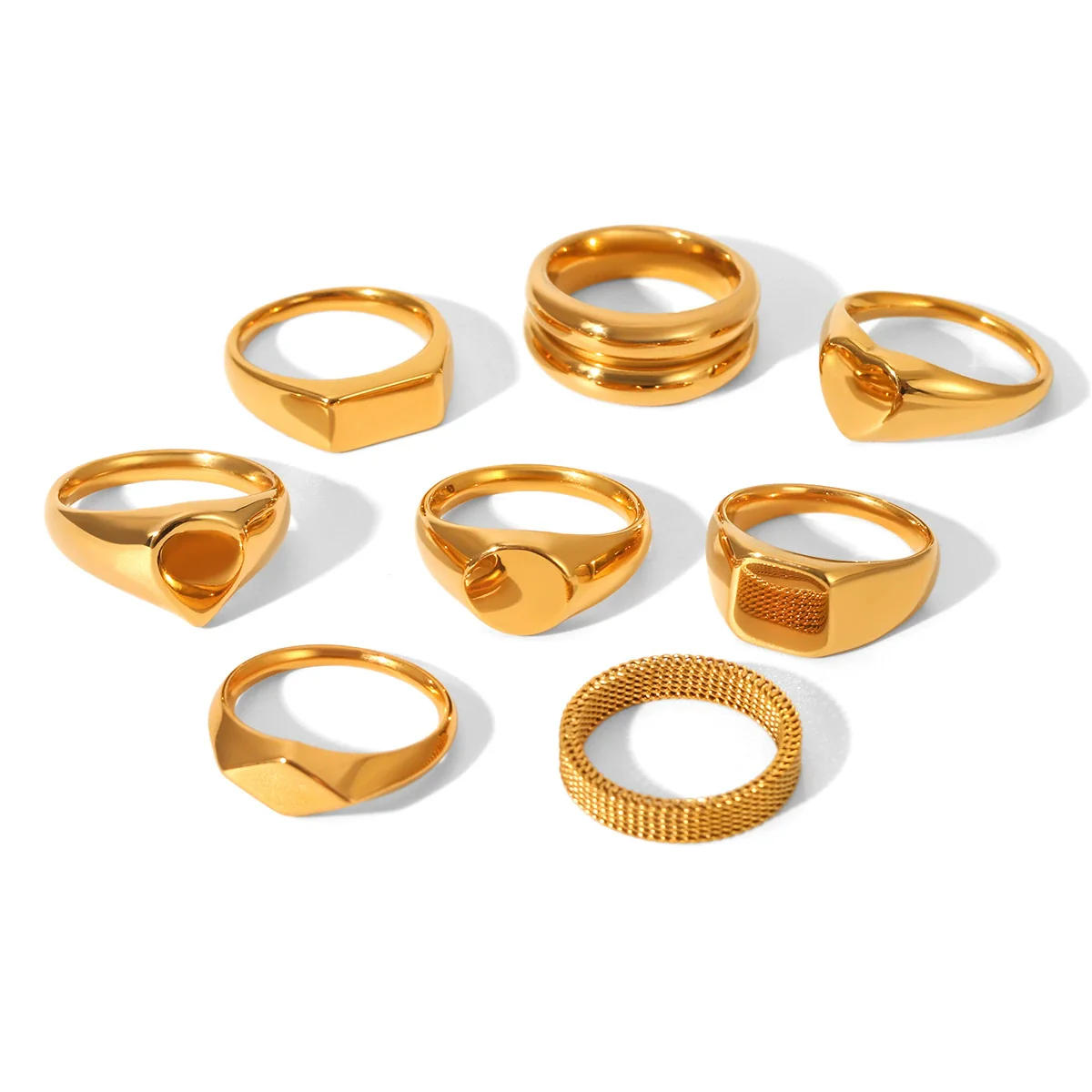 Wholesale Women's Ins Style Geometric Heart Shape And Rhombus Stainless Steel Electroplated Ring Jewelry - Image 5