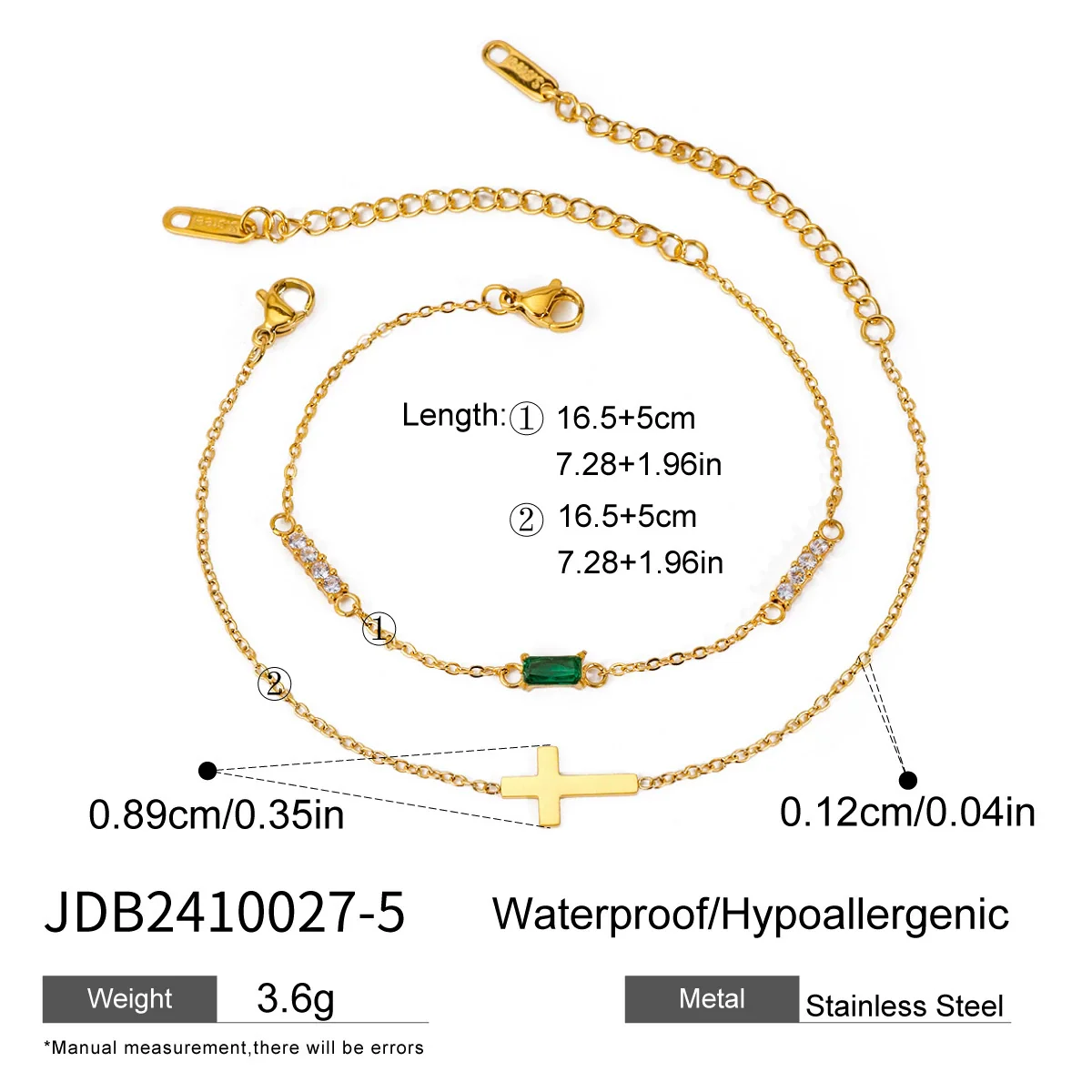 Wholesale Women's Ins Style Geometric Stainless Steel Electroplated Birthstone Bracelet Set - Image 10