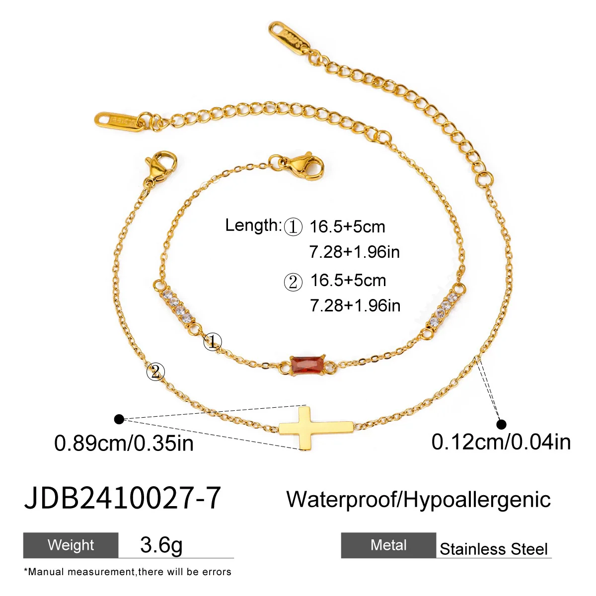 Wholesale Women's Ins Style Geometric Stainless Steel Electroplated Birthstone Bracelet Set - Image 12