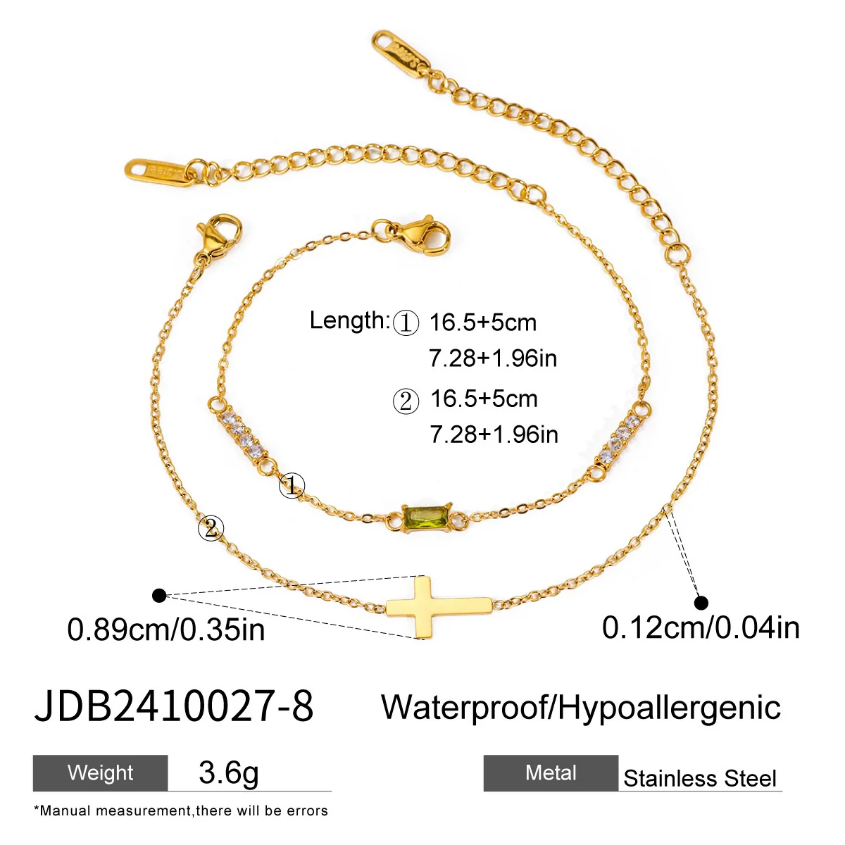 Wholesale Women's Ins Style Geometric Stainless Steel Electroplated Birthstone Bracelet Set - Image 13