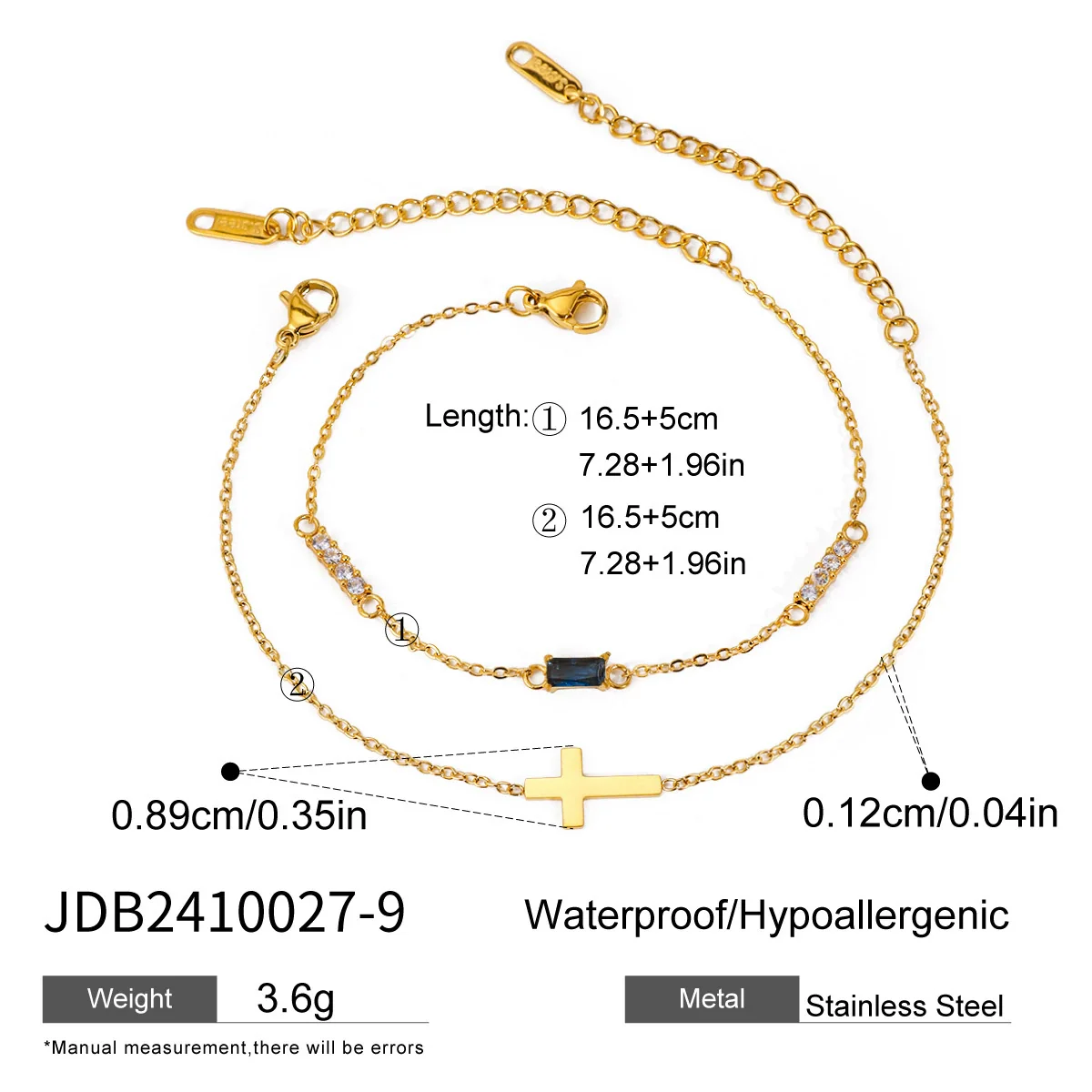 Wholesale Women's Ins Style Geometric Stainless Steel Electroplated Birthstone Bracelet Set - Image 14