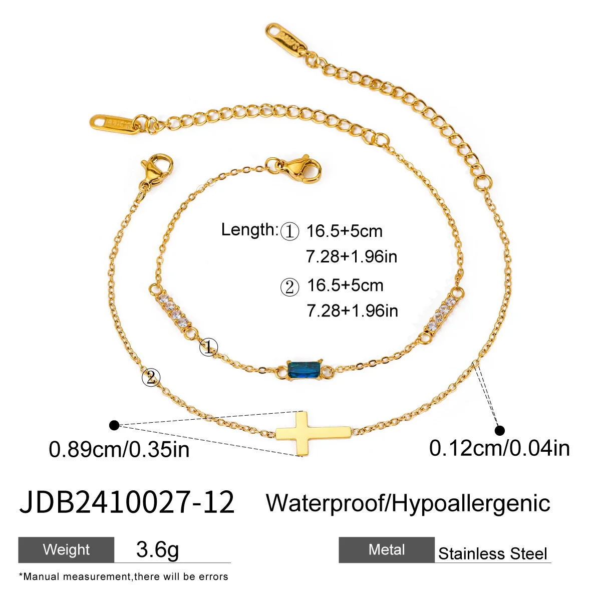 Wholesale Women's Ins Style Geometric Stainless Steel Electroplated Birthstone Bracelet Set - Image 17