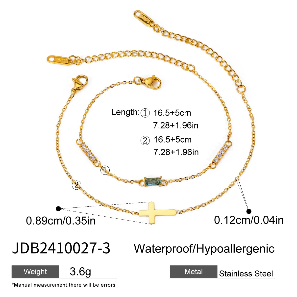Wholesale Women's Ins Style Geometric Stainless Steel Electroplated Birthstone Bracelet Set - Image 8