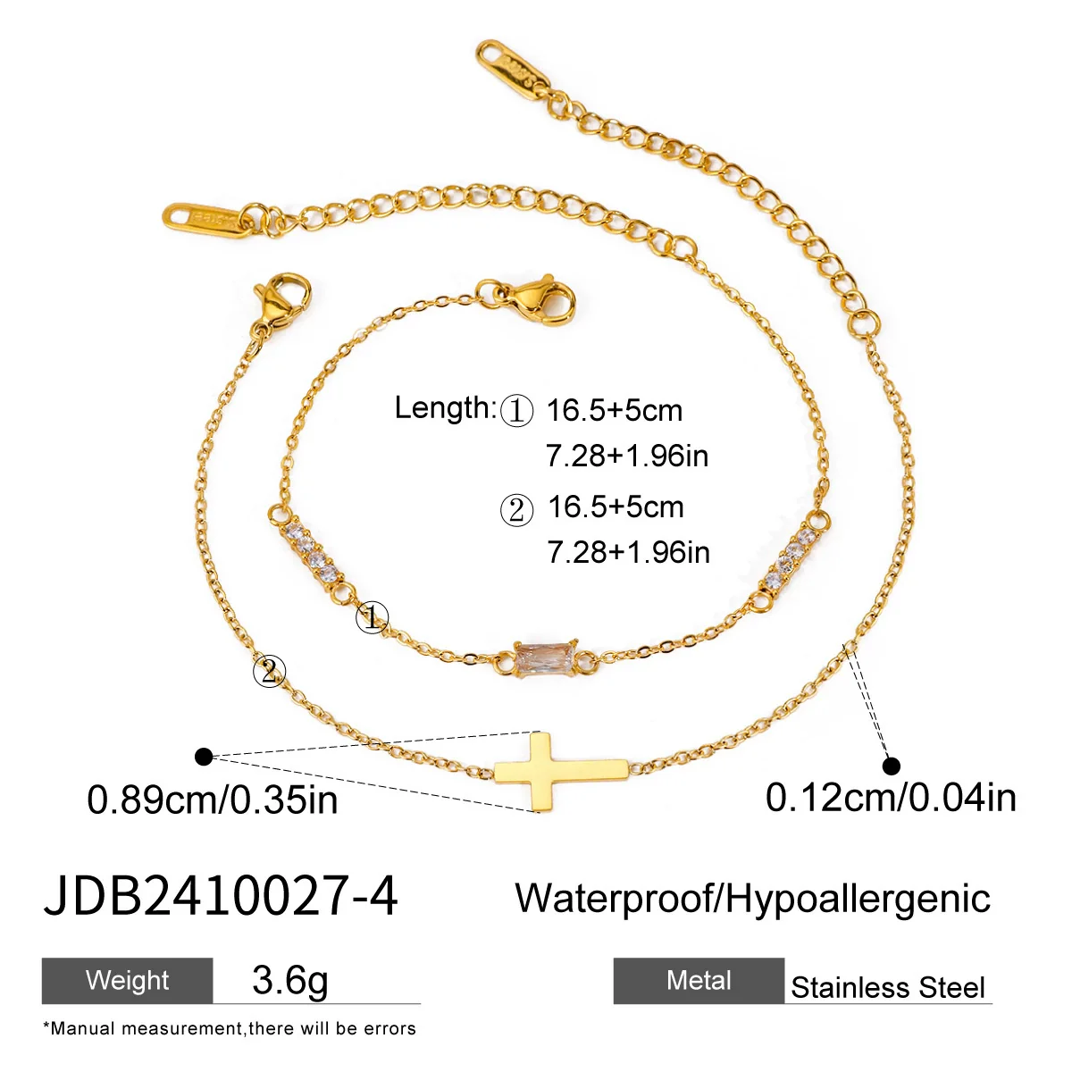 Wholesale Women's Ins Style Geometric Stainless Steel Electroplated Birthstone Bracelet Set - Image 9