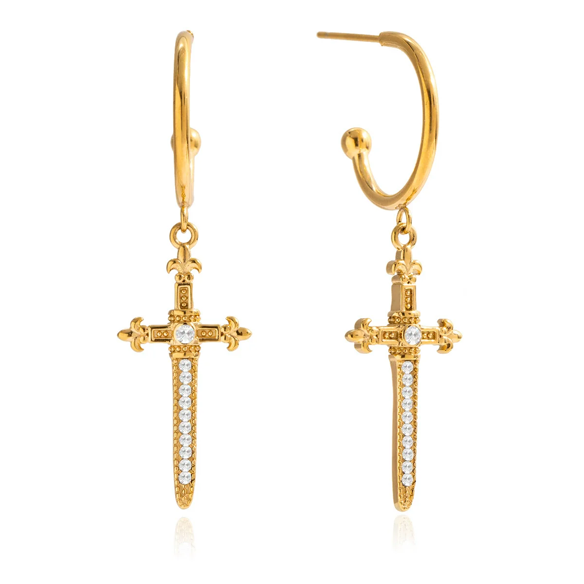 Wholesale Women's Ins Style Geometric Stainless Steel Electroplated Cross Earrings - Image 4
