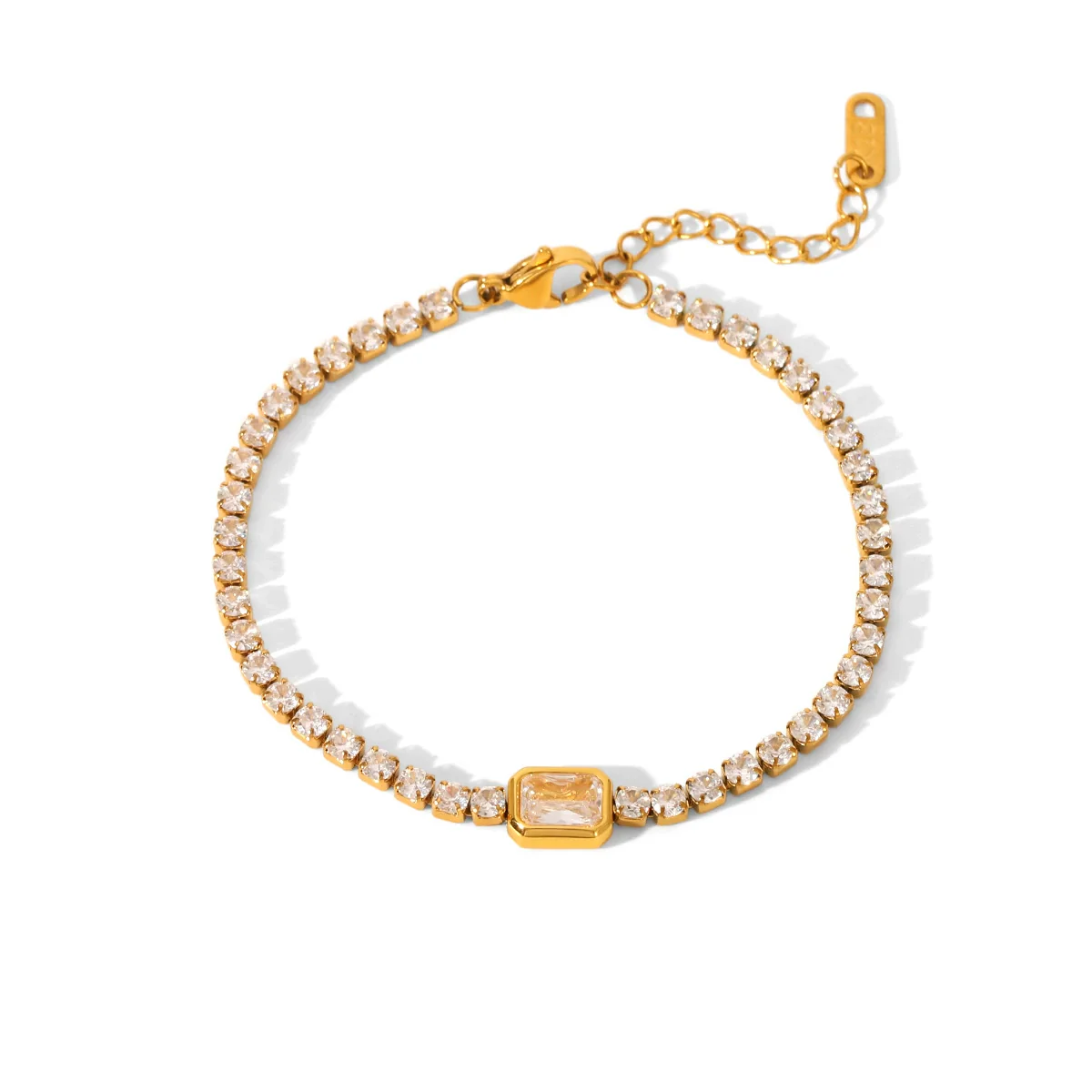 Wholesale Women's Ins Style Geometric Stainless Steel Zircon Inlaid Handmade Bracelet - Image 5