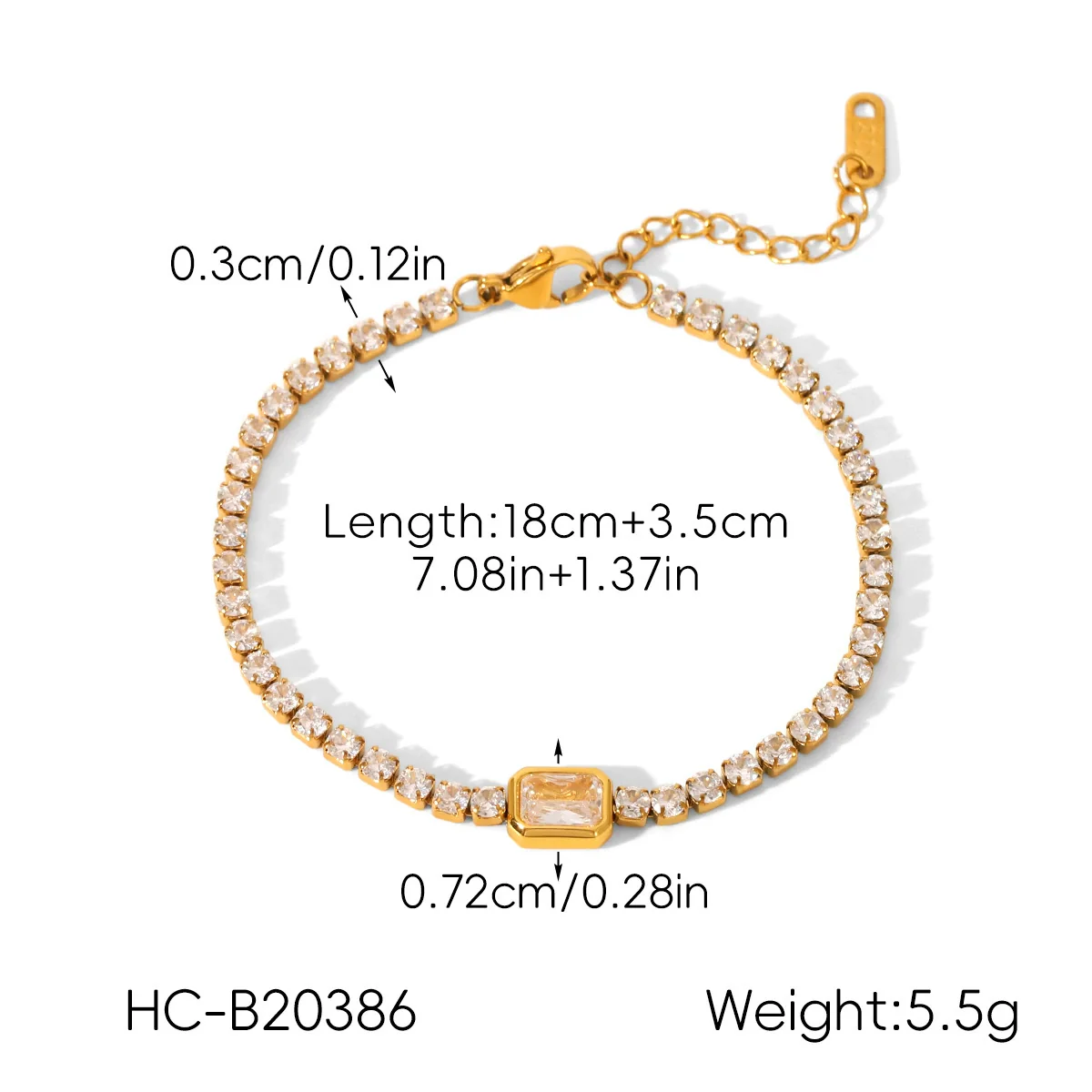 Wholesale Women's Ins Style Geometric Stainless Steel Zircon Inlaid Handmade Bracelet - Image 6