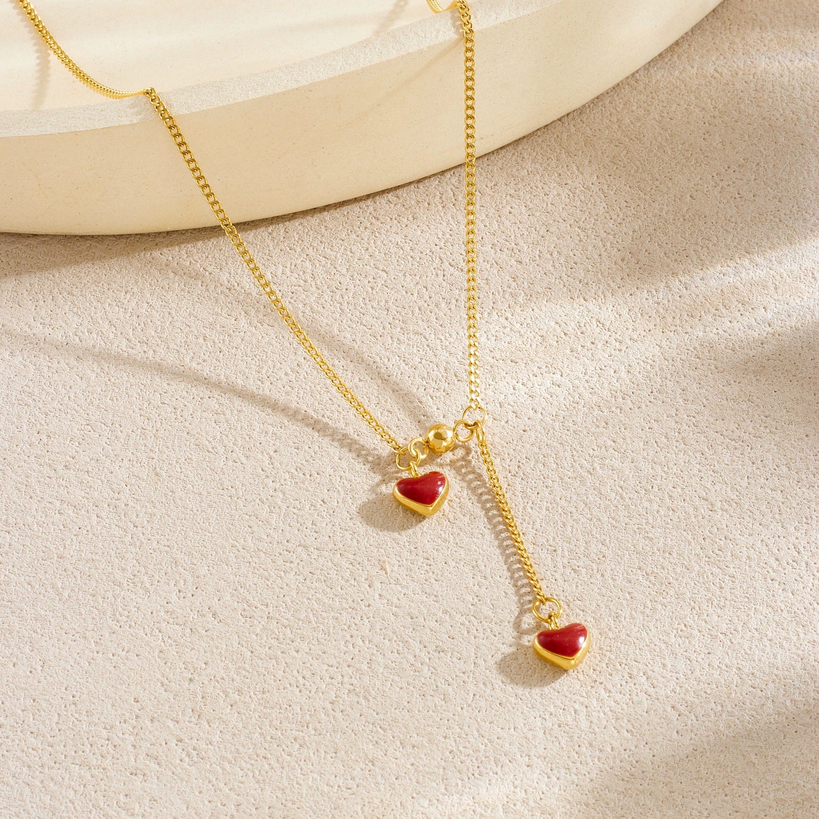 Wholesale Women's Ins Style Heart Shape Stainless Steel Electroplated Pendant Necklace With Tassel - Image 2