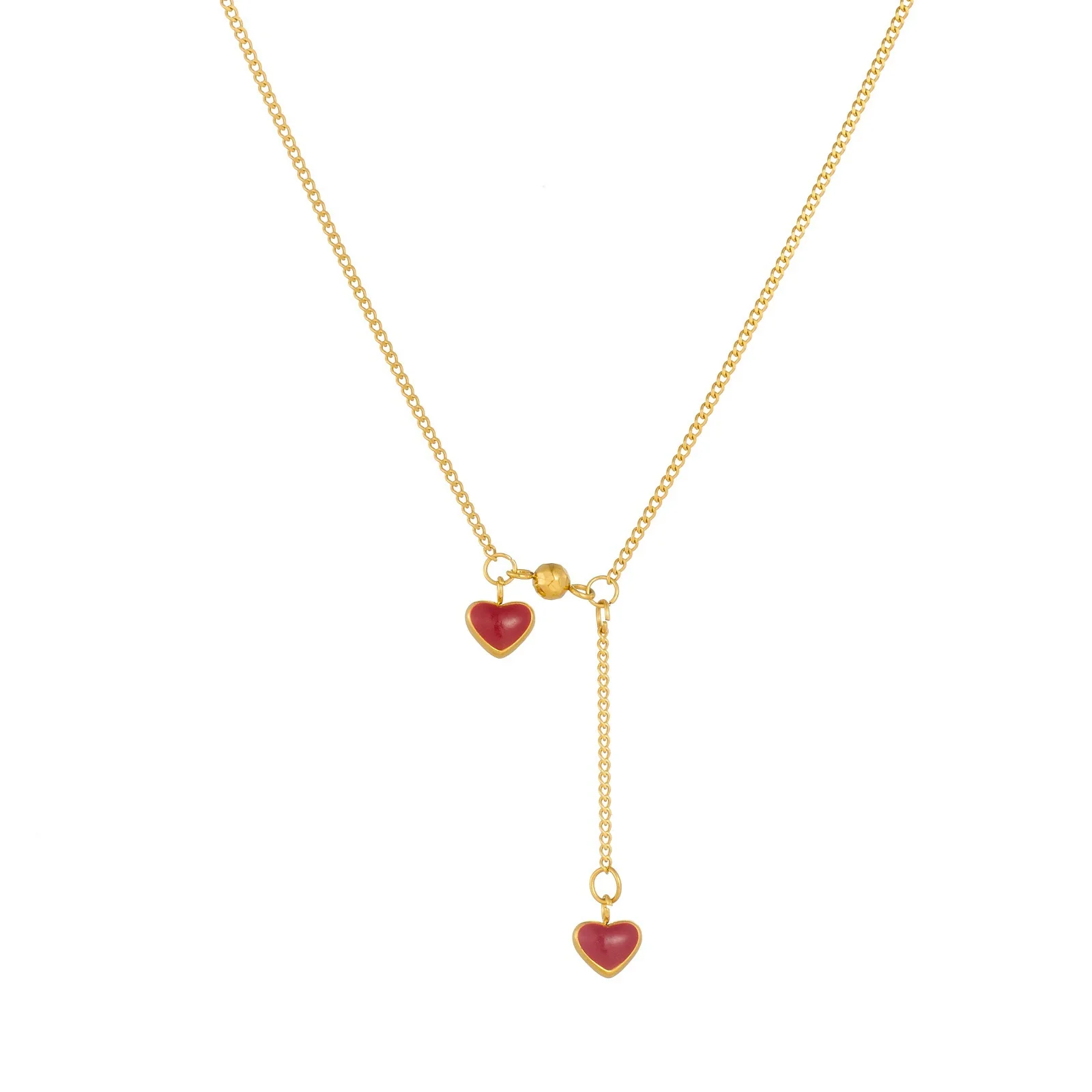Wholesale Women's Ins Style Heart Shape Stainless Steel Electroplated Pendant Necklace With Tassel - Image 5