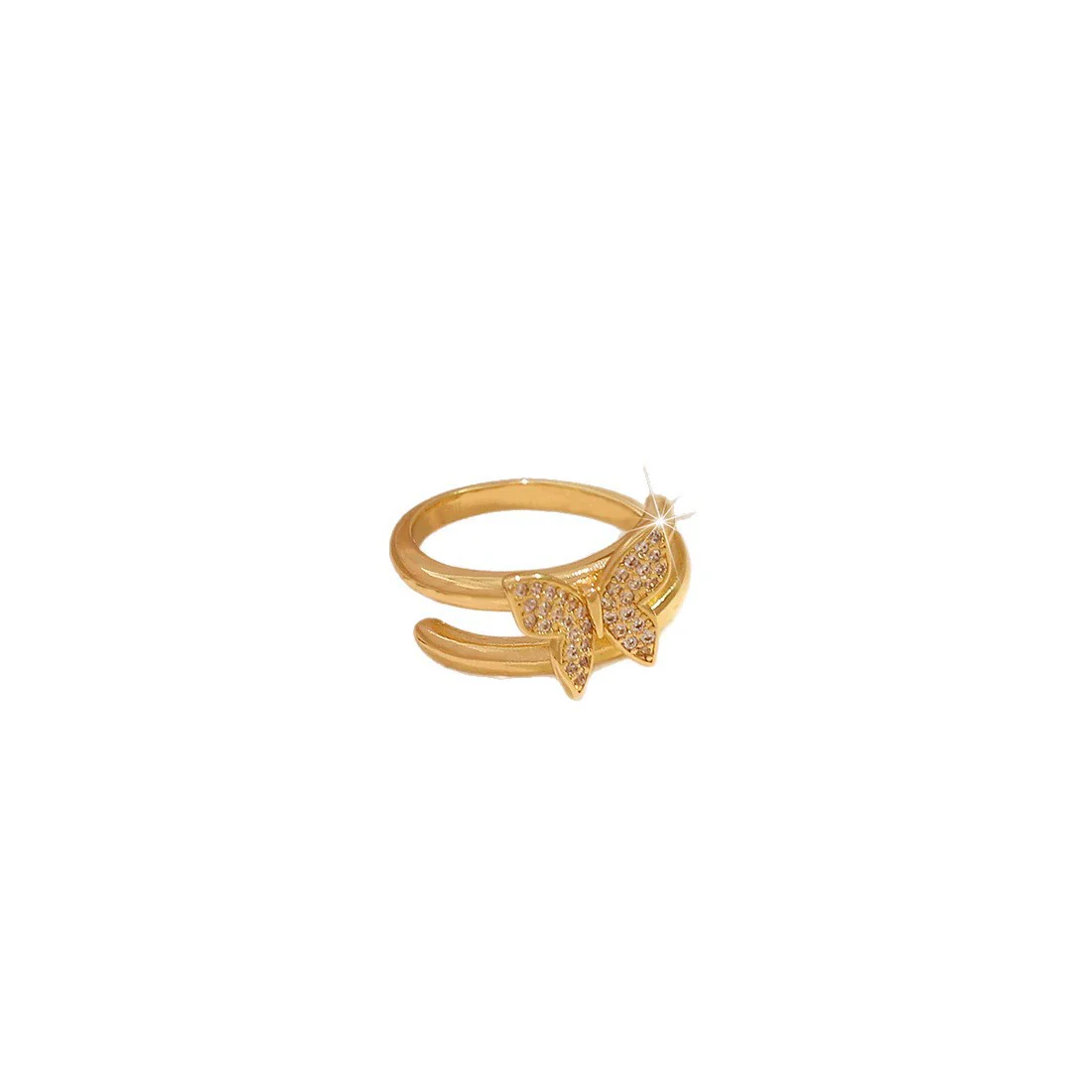 Wholesale Women's Ins Trendy Copper Microinlaid Zircon Real Gold Plated Bow Butterfly Animals Zodiac Ring Accessories - Image 5