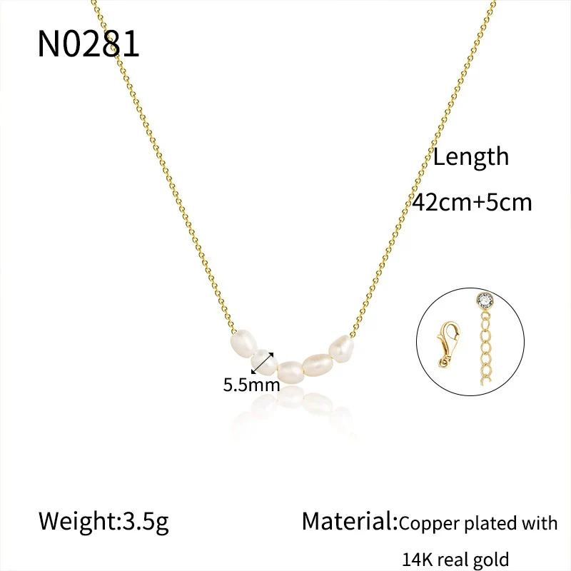 Wholesale Women's Irregular Freshwater Pearl Necklace With Electroplating Copper Plated With Real Gold Pendant Light Luxury And Minimalist Style - Image 6