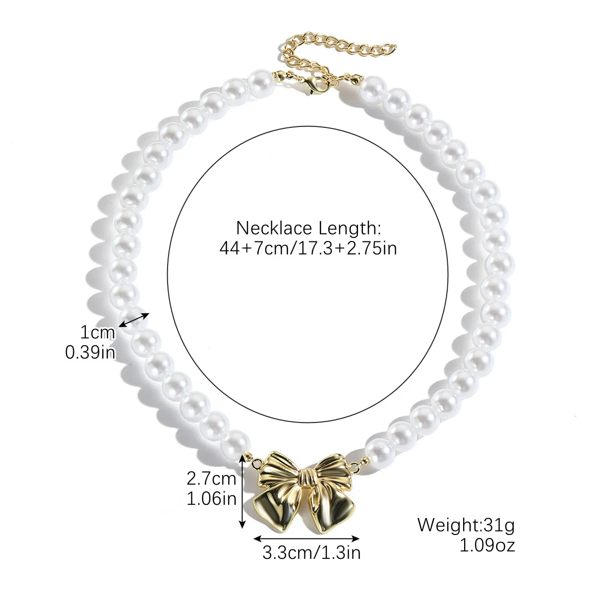 Wholesale Women's Jewelry Alloy Imitation Pearl Bow Geometric Necklace With Electroplating - Image 6