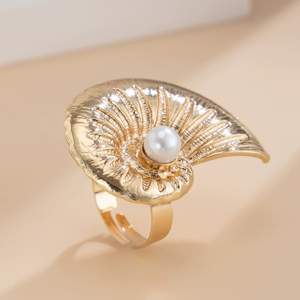 Wholesale Women's Jewelry Alloy Imitation Pearl Starfish Ring Holiday Style Geometric Electroplated - Image 8