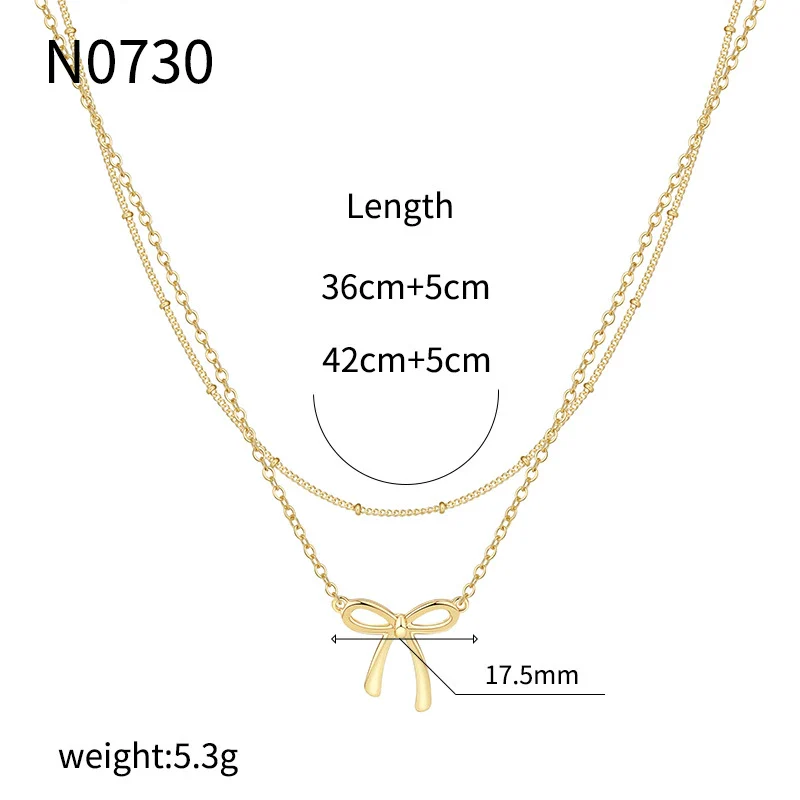 Wholesale Women's Jewelry Copper Plated Real Gold Bow Necklace - Image 6