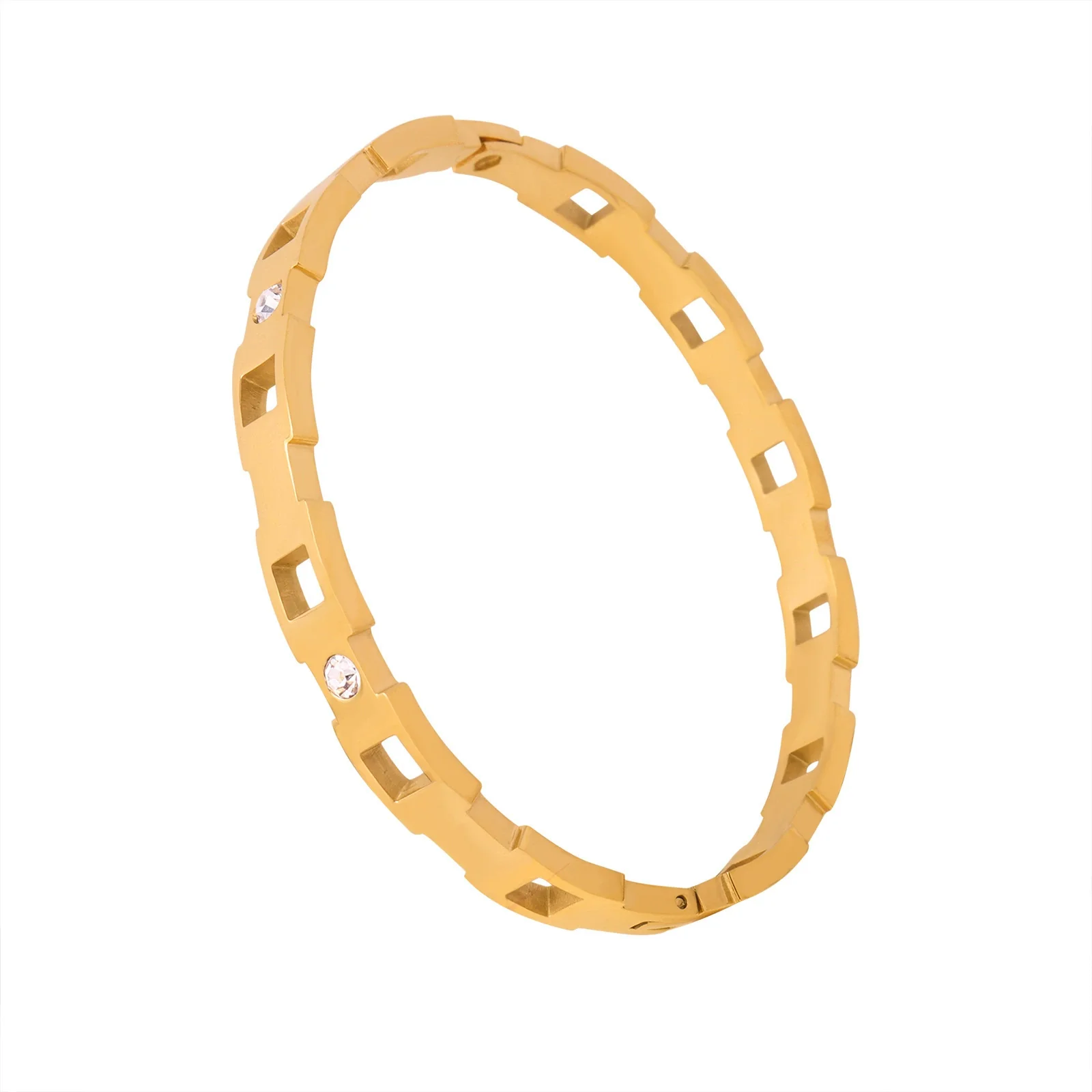 Wholesale Women's Jewelry Ferris Wheel Niche Geometric Style Bracelet Titanium Steel Inlaid With Sparkling Zircon 18K Gold Plated - Image 5