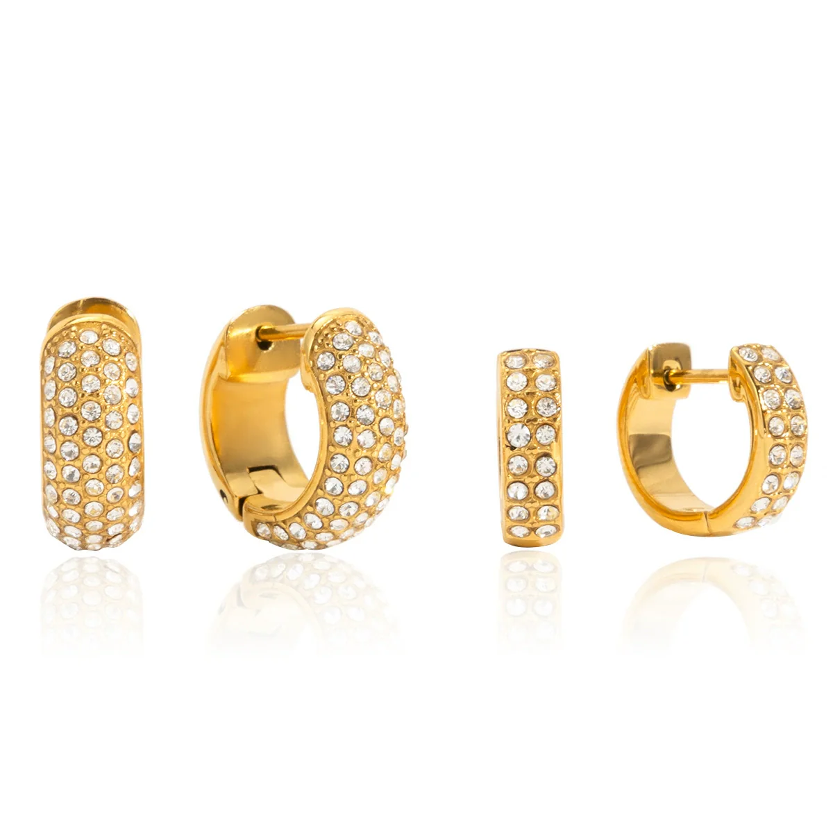 Wholesale Women's Jewelry Geometric Stainless Steel 18K Gold Electroplated Earrings - Image 5