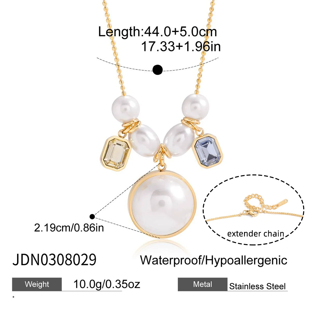Wholesale Women's Jewelry Light Luxury Geometric Style Stainless Steel Imitation Pearl Necklace With Electroplating - Image 6