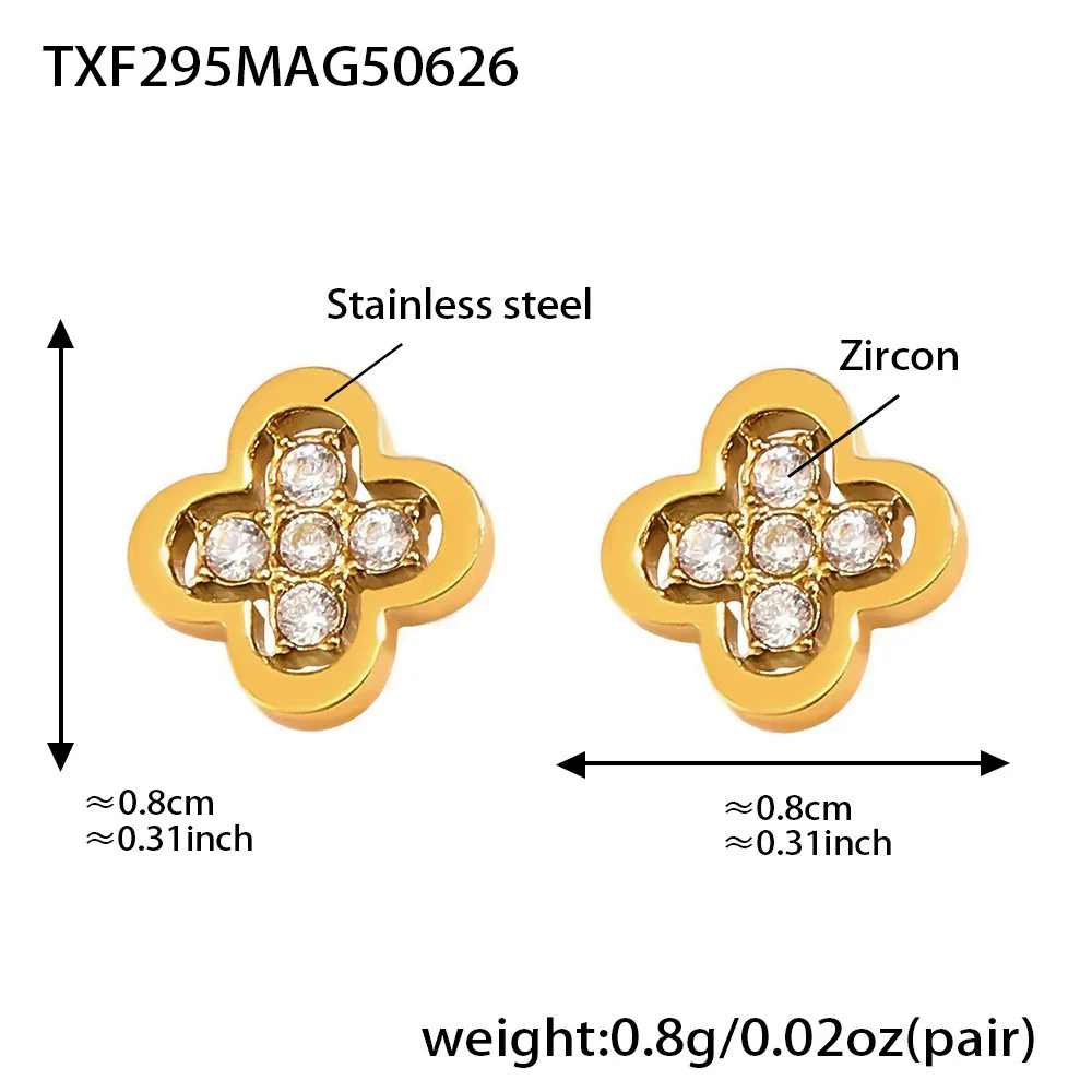 Wholesale Women's Jewelry Set Ferris Wheel Four Leaf Flower Clavicle Chain Earrings Hand Jewelry Titanium Steel Stainless Steel Zircon Electroplated - Image 7