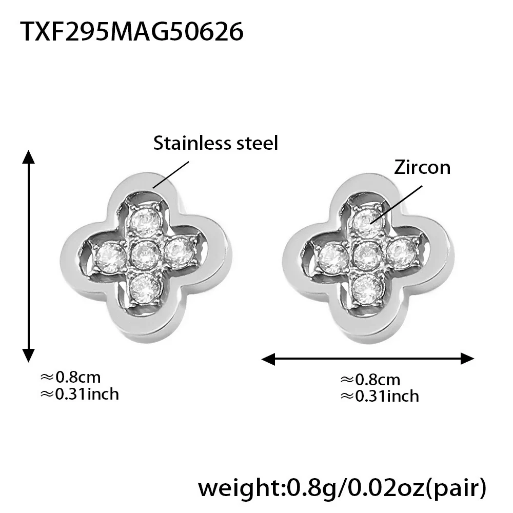 Wholesale Women's Jewelry Set Ferris Wheel Four Leaf Flower Clavicle Chain Earrings Hand Jewelry Titanium Steel Stainless Steel Zircon Electroplated - Image 8