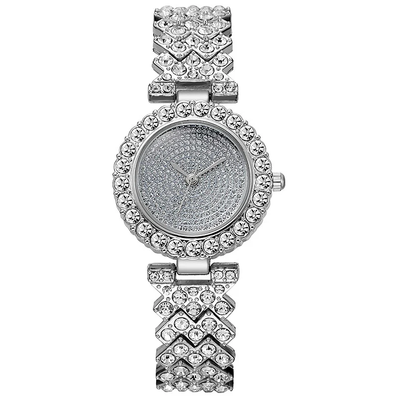 Wholesale Women's Leisure Alloy And Stainless Steel Round Dial Starry Diamond Quartz Bracelet Watch - Image 7