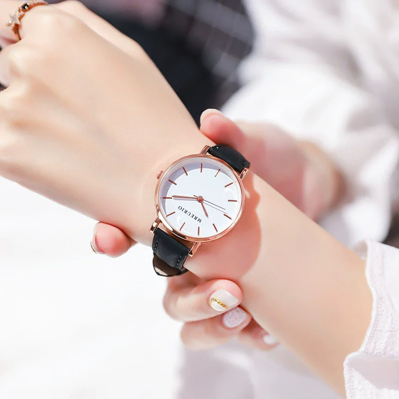 Wholesale Women's Leisure Quartz Watch With Metal Case Imitation Leather Strap And Round Dial - Image 7