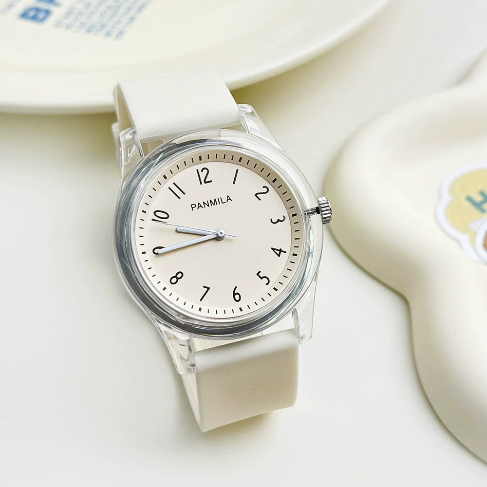 Wholesale Women's Leisure Quartz Watch With Plastic Case Stainless Steel Buckle And Silicone Strap Round Dial
