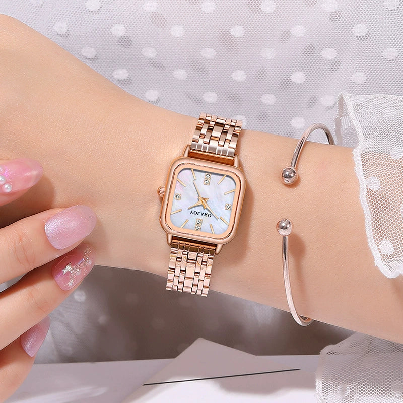 Wholesale Women's Leisure Style Round Alloy Case Stainless Steel Band Watch - Image 4