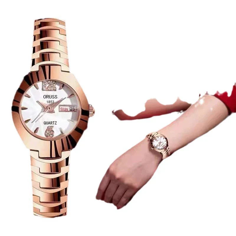 Wholesale Women's Leisure Tungsten Steel Color Round Dial Steel Strap Waterproof Watch - Image 5