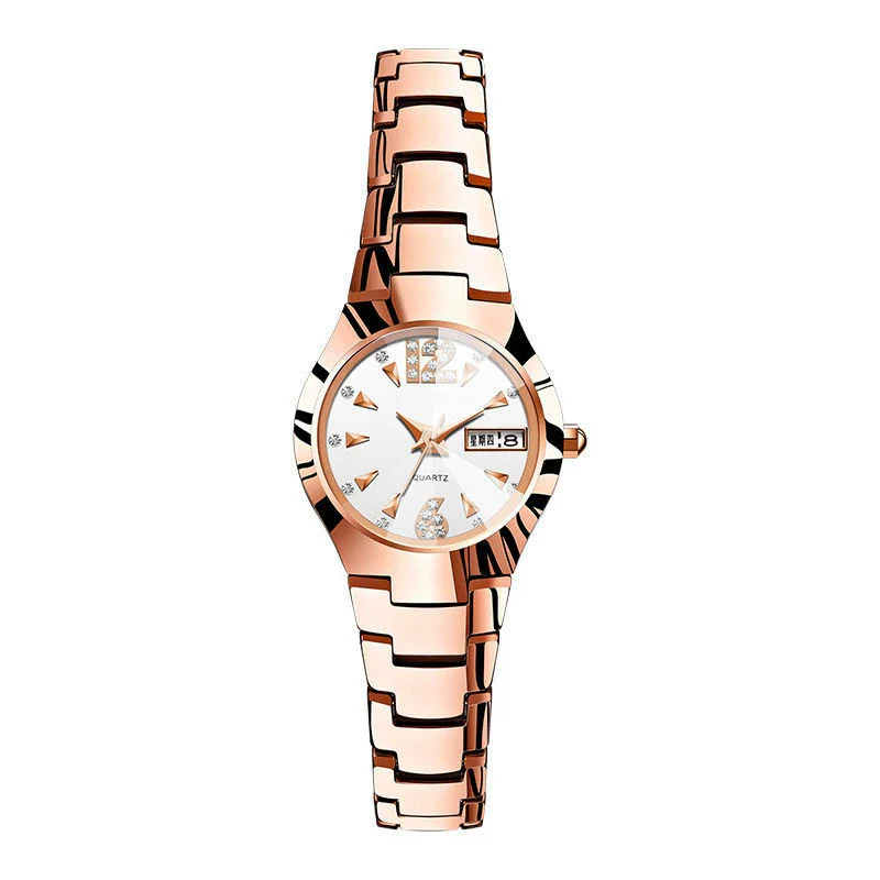 Wholesale Women's Leisure Tungsten Steel Color Round Dial Steel Strap Waterproof Watch - Image 7