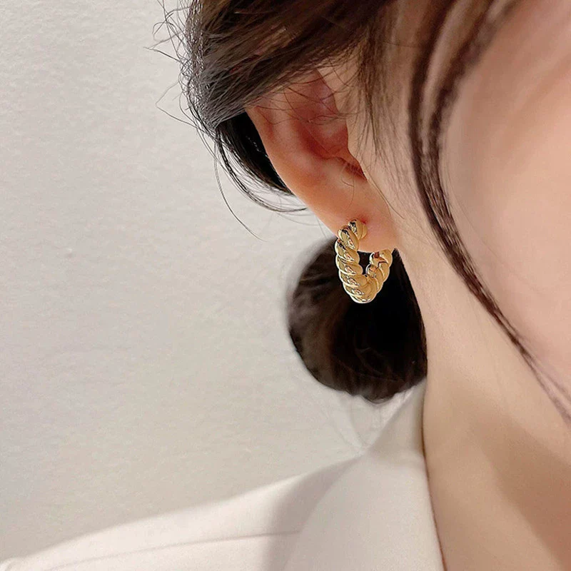 Wholesale Women's Light Luxury Alloy Heart Twist Love Earrings With Gold Plating Electroplating - Image 3
