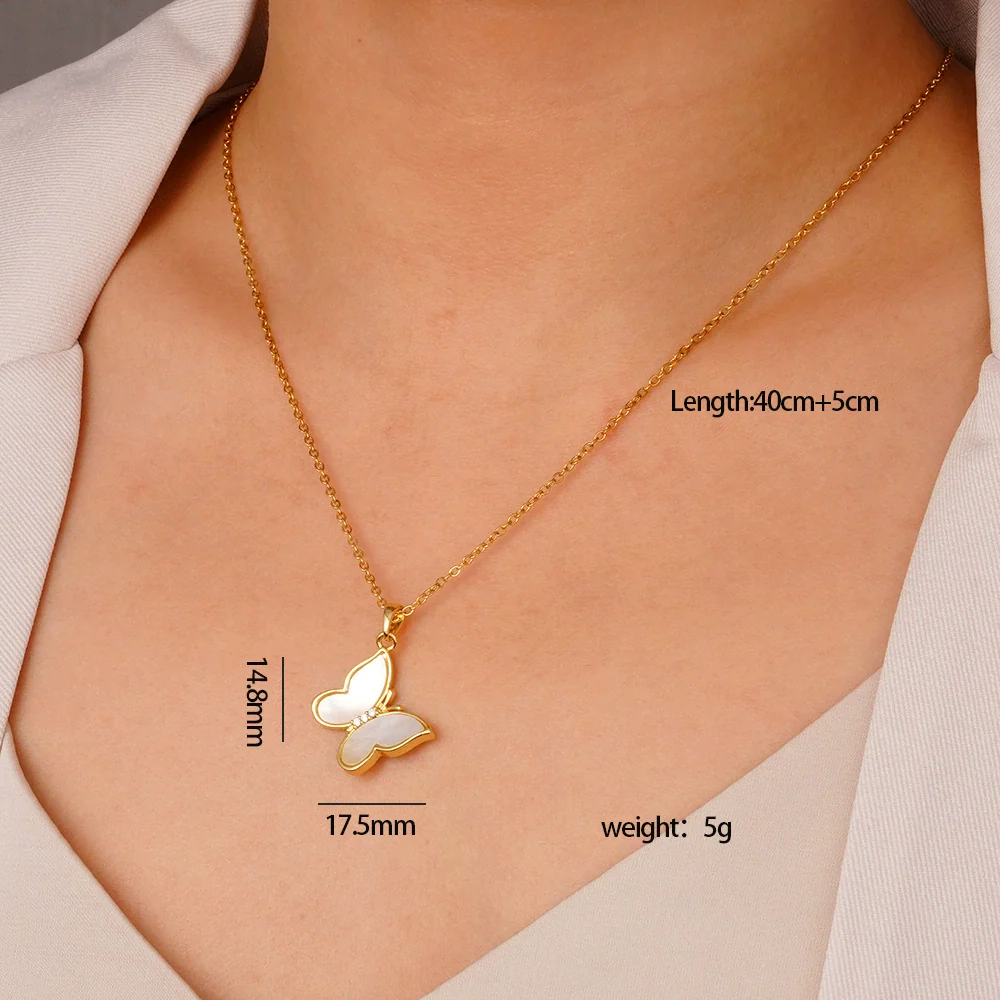 Wholesale Women's Light Luxury Animal Zodiac Butterfly Copper Necklace With Mixed Gemstone Setting And Electroplating O Word Chain - Image 8
