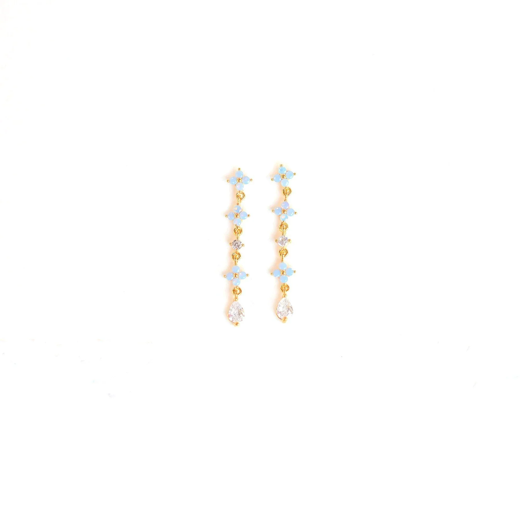Wholesale Women's Light Luxury Brass Earrings With Flower Pattern And Real Gold Plated - Image 5
