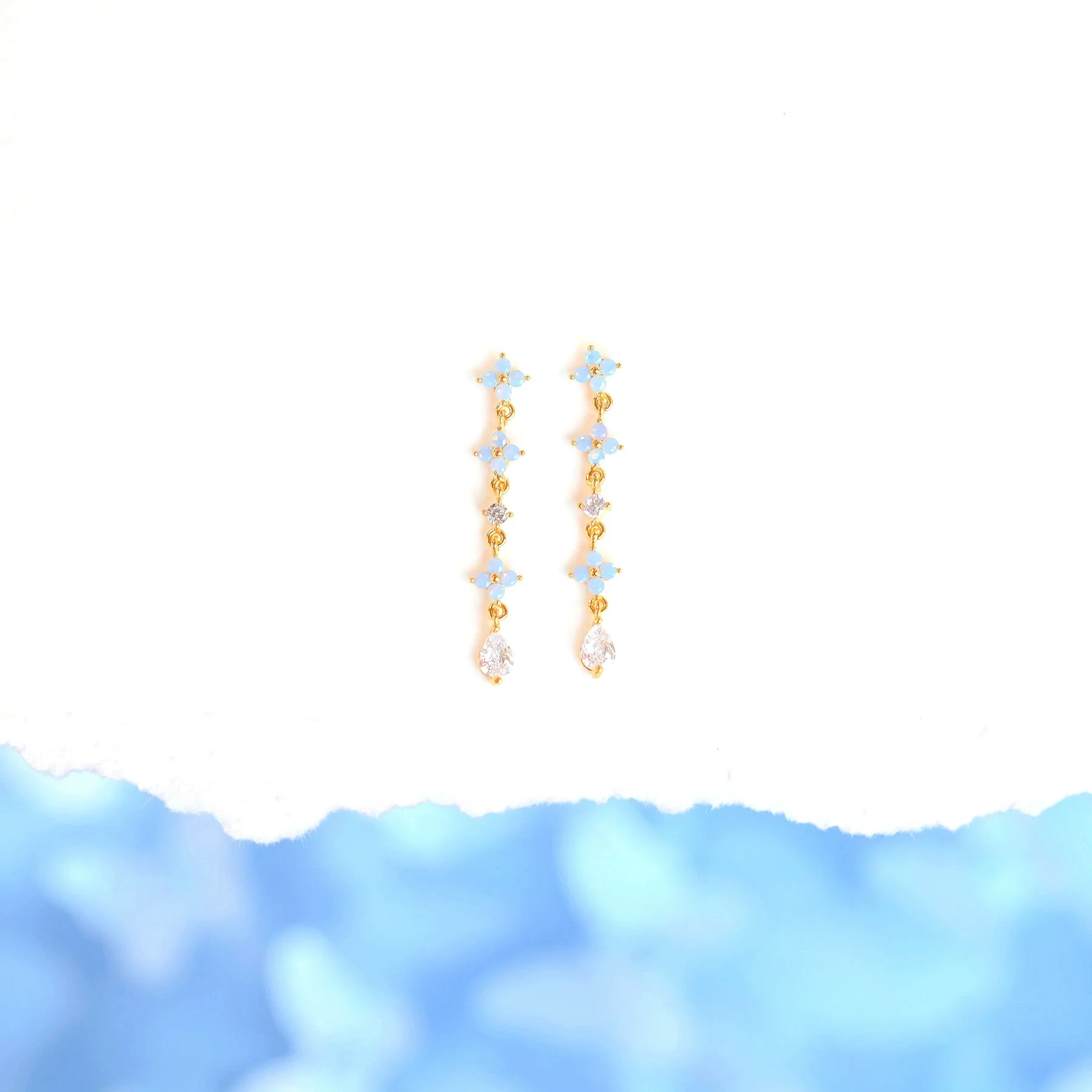 Wholesale Women's Light Luxury Brass Earrings With Flower Pattern And Real Gold Plated - Image 6