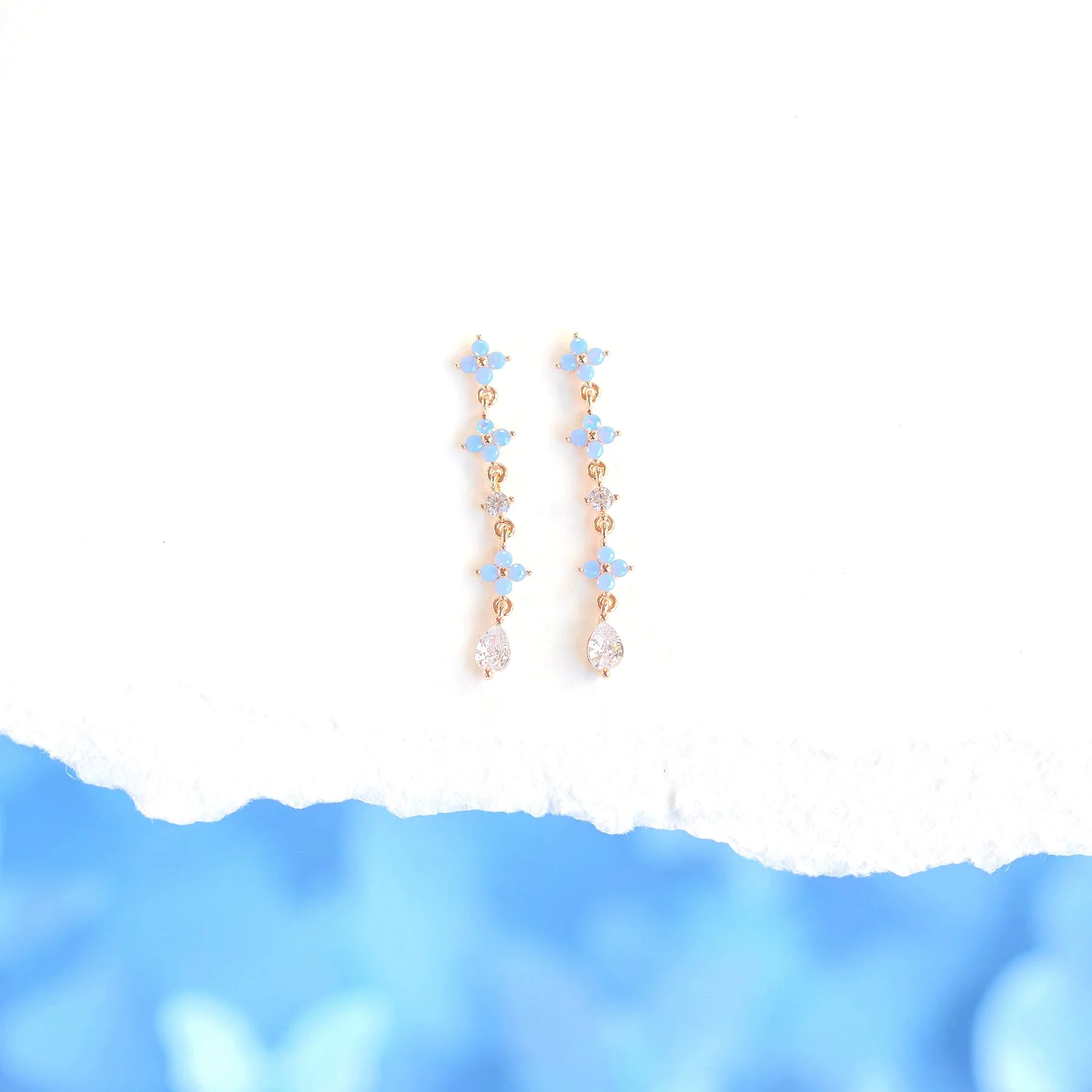 Wholesale Women's Light Luxury Brass Earrings With Flower Pattern And Real Gold Plated - Image 7