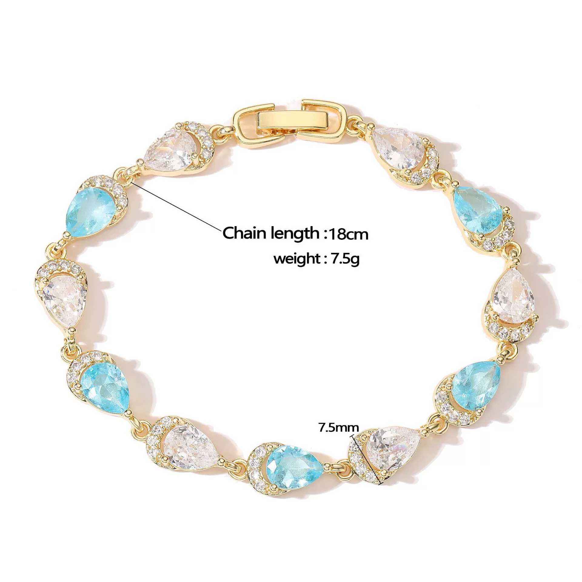 Wholesale Women's Light Luxury Copper Inlaid Colored Diamond Water Drop Petal Fruit Flower Patterned Zirconia Hand Jewelry Bracelet - Image 3