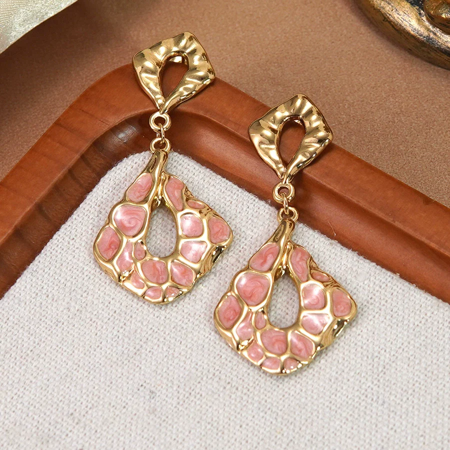 Wholesale Women's Light Luxury Dripping Oil Geometric Stainless Steel Earrings - Image 8