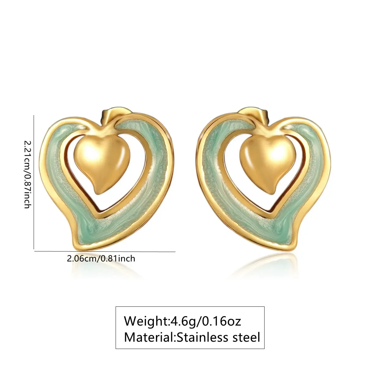 Wholesale Women's Light Luxury Dripping Oil Heartshaped Stainless Steel Earrings - Image 4