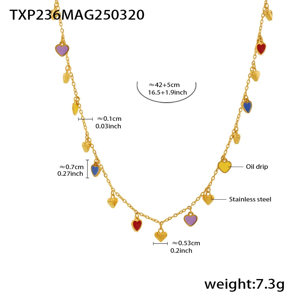 Wholesale Women's Light Luxury Ferris Wheel Enamel Glaze Tassel Stainless Steel Gold Plated Necklace And Bracelet Jewelry - Image 12