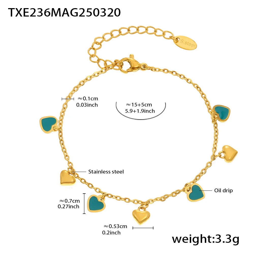 Wholesale Women's Light Luxury Ferris Wheel Enamel Glaze Tassel Stainless Steel Gold Plated Necklace And Bracelet Jewelry - Image 6
