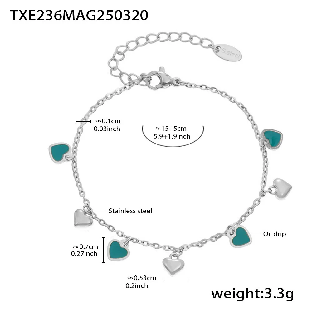 Wholesale Women's Light Luxury Ferris Wheel Enamel Glaze Tassel Stainless Steel Gold Plated Necklace And Bracelet Jewelry - Image 7